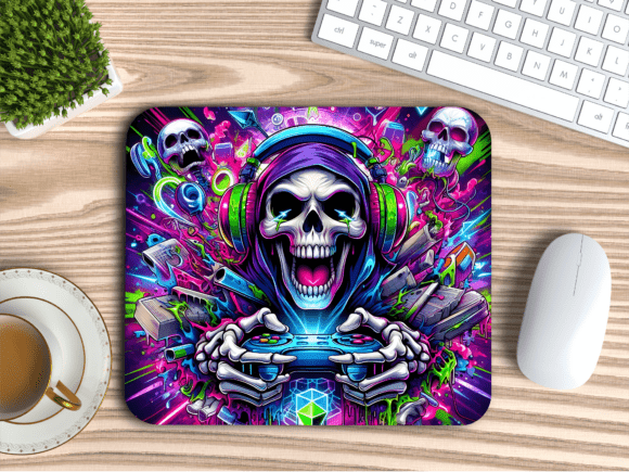 Download Skull Headset Gaming Gear Mousepad PNG - Png Collection