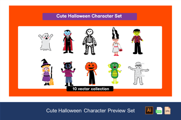 Download Cute Halloween Character Set - Halloween character Collection