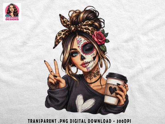 Download Sugar Skull Coffee Girl | Gothic PNG - Gothic png Collection
