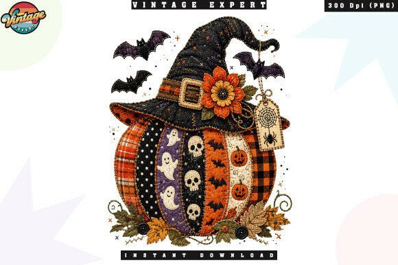 Download Spooky Patchwork Pumpkin Halloween PNG - Png Collection