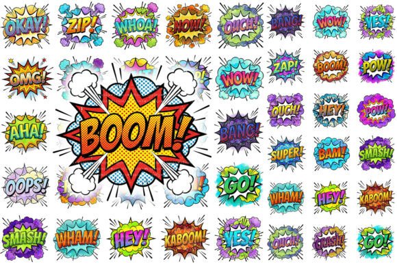 Download Retro Comic Book Speech Bubbles PNG - Png Collection