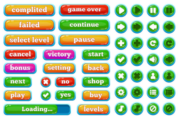 Download Cartoon Interface Buttons - Button Collection